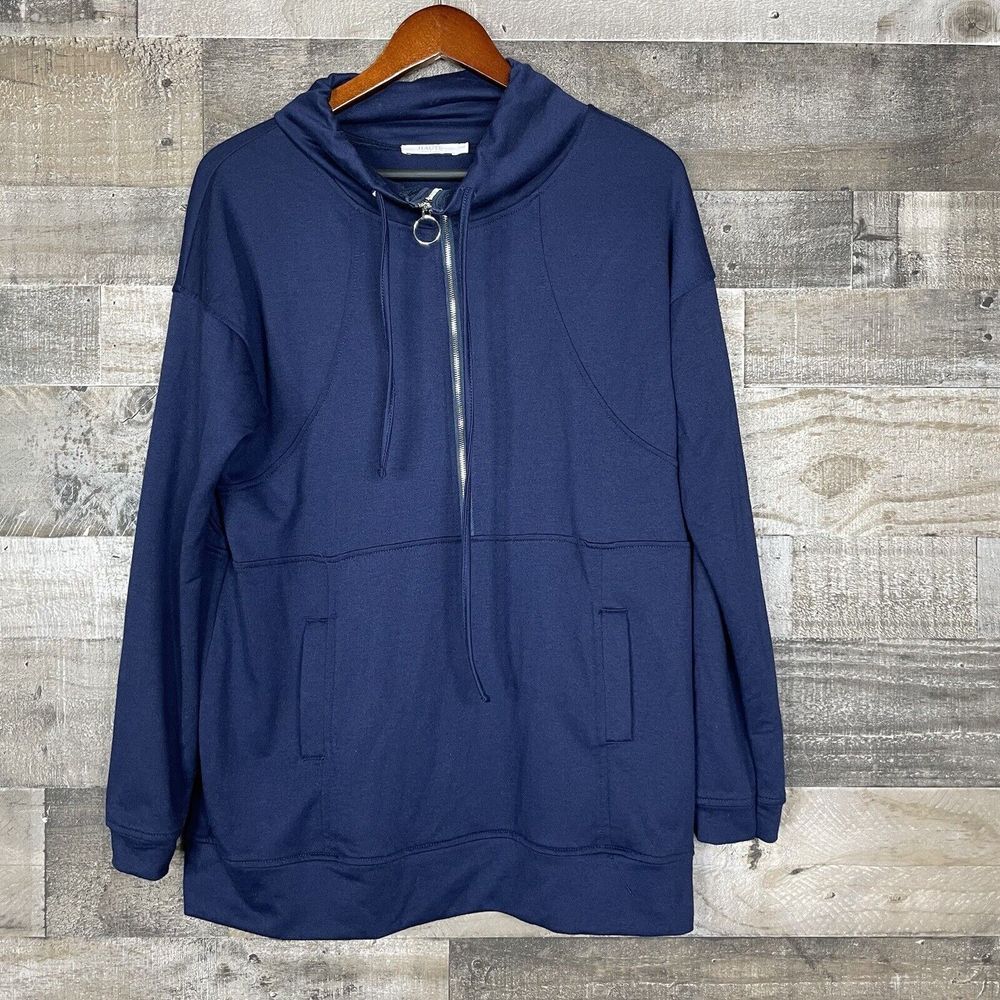 Haute Edition‎ Women's Size L Dark Blue 1/2 Zip Long Sleeve Pull Over Pockets
